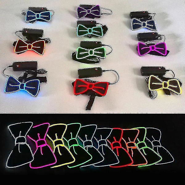 Lysande slips för män, slips med LED-ljus, blinkande för julfestdekoration White