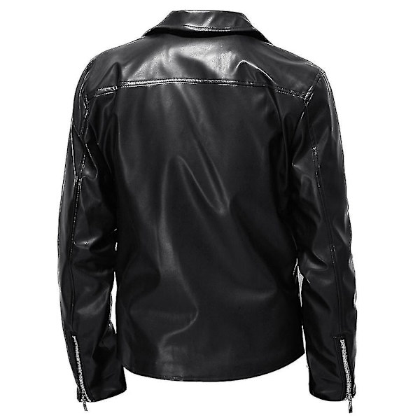 Herrhöst Pu All-match Casual Lapel Motorcykel Läderjacka XS Black