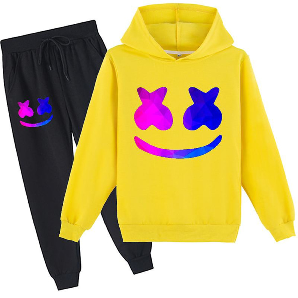 Marshmello Cotton Candy Dj Mellanstadie Pojkar Och Flickor Hoodie+Långa Byxor Set yellow 120cm