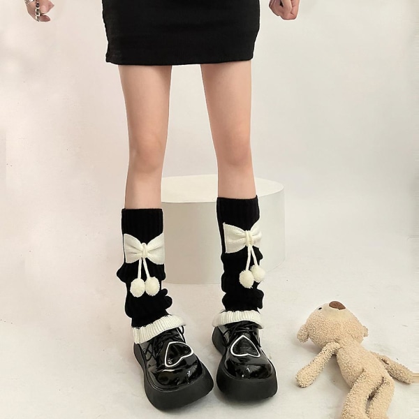 Fashion Bowknot Long Stockings Adorable Fashionable Women Socks For Party Black Pink