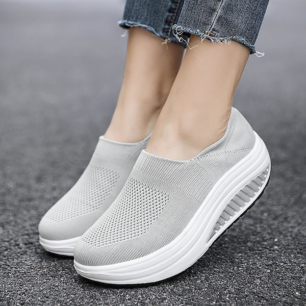 Atletiska damsneakers, halkfria skor med mjuk sula, present till flickvän eller kvinnlig partner Gray 39