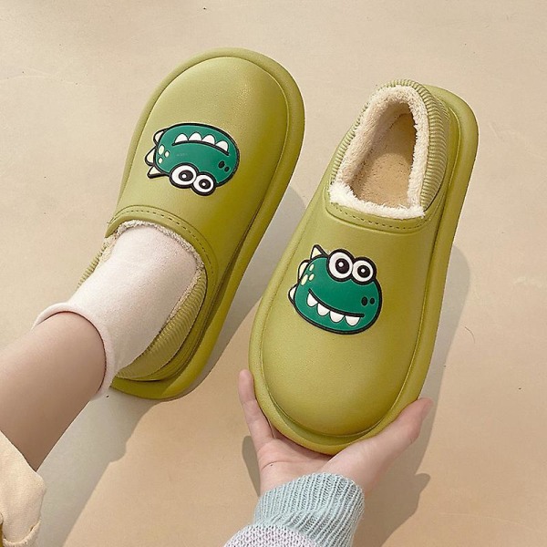 Vandtætte Dinosaurussko Søde Varme Hyggelige Sko Slip-on Hjemmesko Til Kvinder Pige Vinterforsyning Pink 38 39
