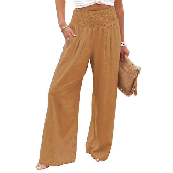 Naisten joogahousut taskuilla urheiluun, urheiluun, sopivat ystävien tapaamisiin Light Brown XL