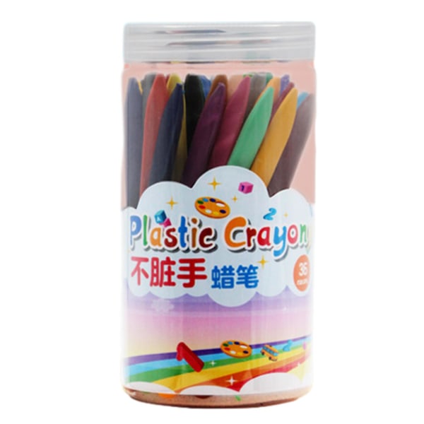 Fattrianglar Plastkritor Set Lätt att måla färgpennor för pojkar, flickor 36 Colors