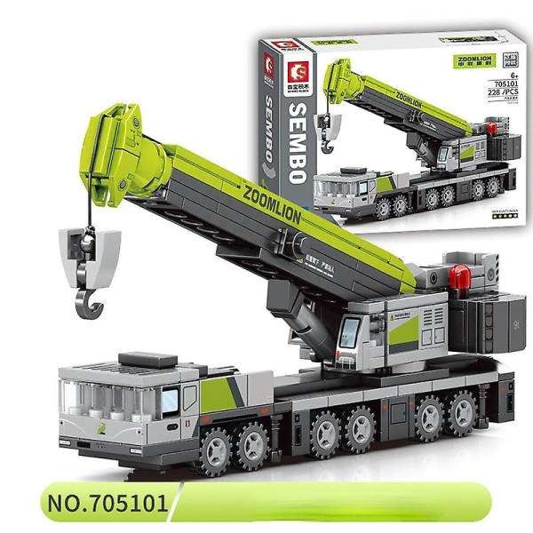Bulldozer Blender Grävmaskin Kran Byggklossar Leksak Engineering Fordon Små Partikel Pussel Montering Byggklossar crane