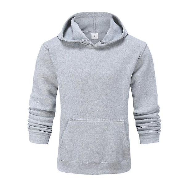 Langærmet hættetrøje til mænd og kvinder, sports sweatshirt toppe Light Grey 2XL