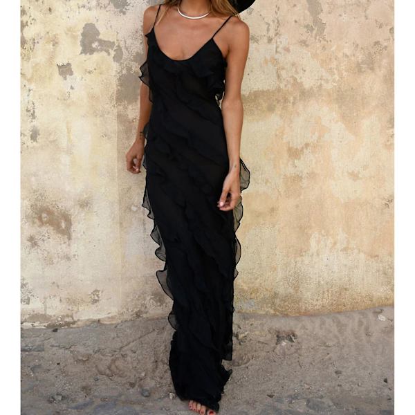 Dame U-krave Tunika Kjole Dame Oversize Sexet Kjole Til Strandbrug Black L