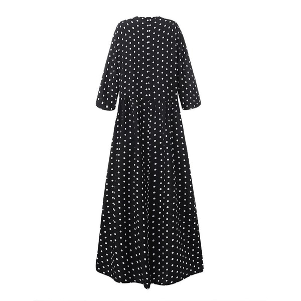 Kjoler til Kvinder O-hals Polka Prikker Trekvart Ærme Boheme Kjole Wine Red 3XL