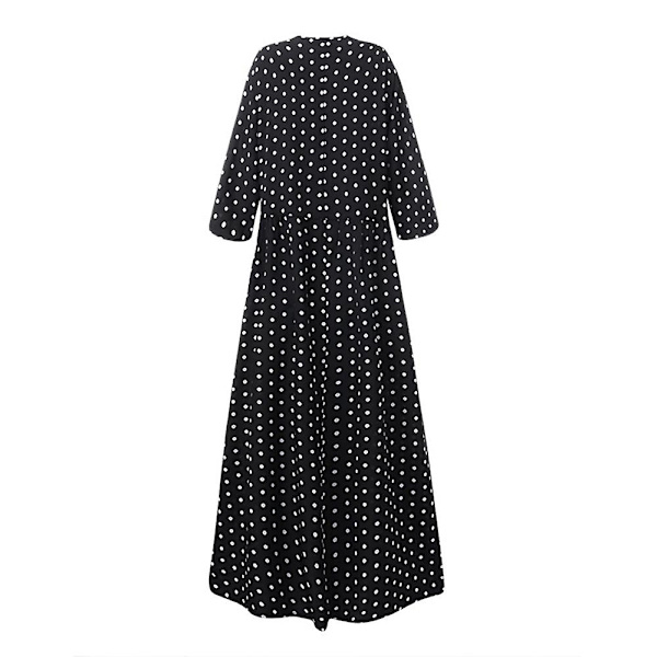 Klänningar för Kvinnor O-ringning Prickar Trekvartsärm Böhmisk Klänning Black 4XL