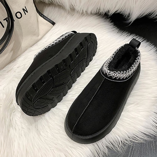 Dam Plattform Stövlar Tofflor Andas Värmande Tofflor Perfekt Present Till Jul Black 40