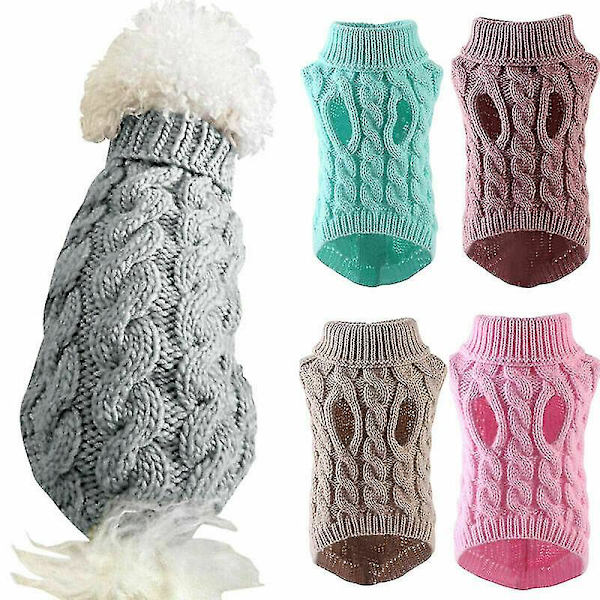 Husdjur Hund Varm Tröja Pullover Kläder Valp Katt Solid Stickat Stickat Kläder Black M