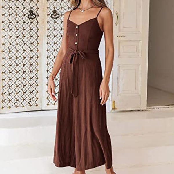 Sommarhängselkläder för damer Strandresekläder med fickor Lämpliga för flickor Kvinnor Älskare Mamma Wine Red 2XL