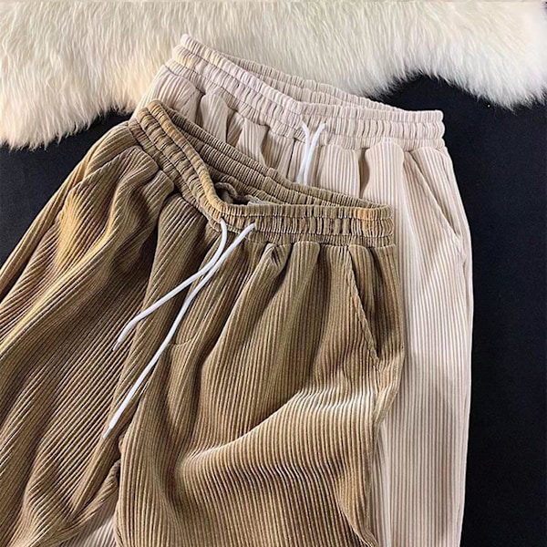 Miesten väljä istuvuus vakosamettihousut Fitness suora putki väljät hengittävät housut ulkoiluun, retkeilyyn ja urheiluun Beige 3XL