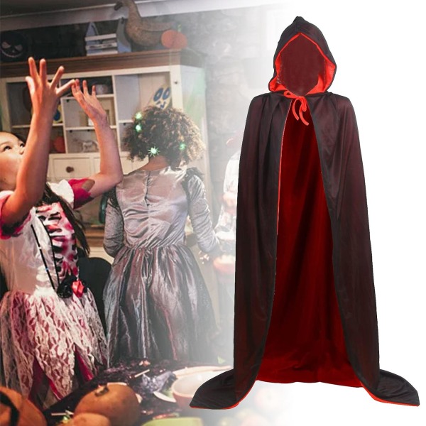 Halloween Vampyrkappa Svart Och Röd Vändbar Halloweenkappa Cosplay Festkappa Dracula Kostym För Vuxna Black And Red 90cm