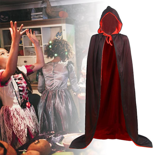 Halloween Vampyyriviitta Musta ja Punainen Käännettävä Halloween-viitta Cosplay-juhlat Viitta Dracula-asu Aikuisille Black And Red 140cm