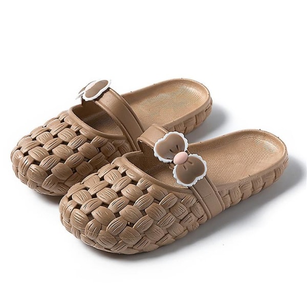 Alsidige sommerslippers til damer, trendy ensfarvede slippers til studerende, afslappede hjemmesandaler, udendørs hjemmesko Khaki 35-36