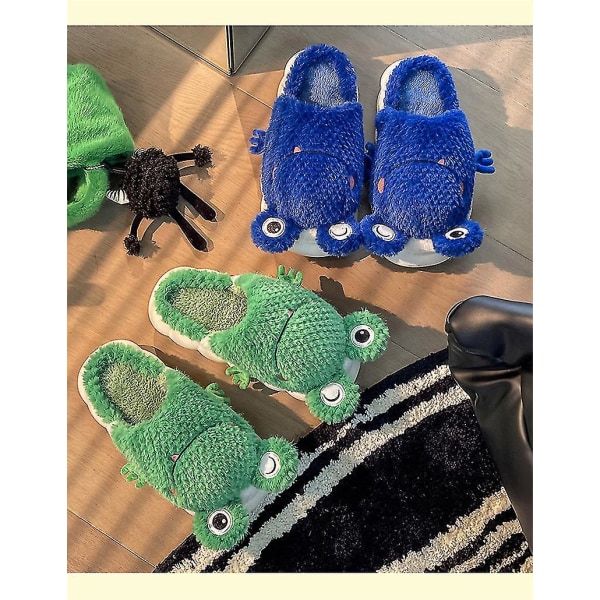 Sammakko Käsineulotut Puuvillatossut, Puuvillaiset Kotitossut Makuuhuoneeseen BLUE 39 40