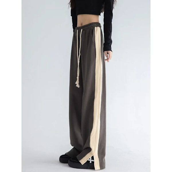 Deeptown Mustat Lämpimät Verryttelyhousut Naisille Talvi Tilkkutäkki Löysät Rento Jogging Nainen Harajuku Vintage Suorat Housut Korealainen Tyyli Musta Ohut Black thin L