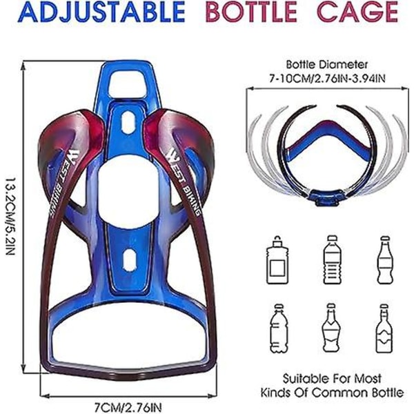 Cykelvattenflaskhållare, Hållbar Ultralätt Plast Vattenflaskhållare, Lätt PC Vattenflaskhållare För Cykel, Cykel Flaskhållare Bur Blue Purple Red