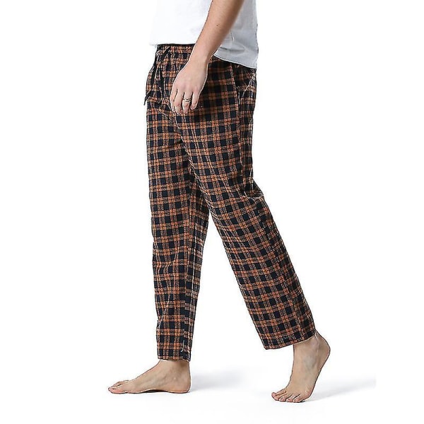 Bomullsvevde pyjamasbukser for menn, rutete lette lounge-sovebukser COLOR 7 S