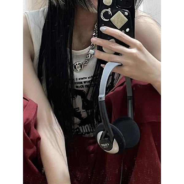 Grunge Tryck Ärmlös Sexig Linne för Kvinnor Ribbstickad Väst Streetwear Estetiska Kläder Kvinnlig Crop Top Kvinnor 2000-tal Black M