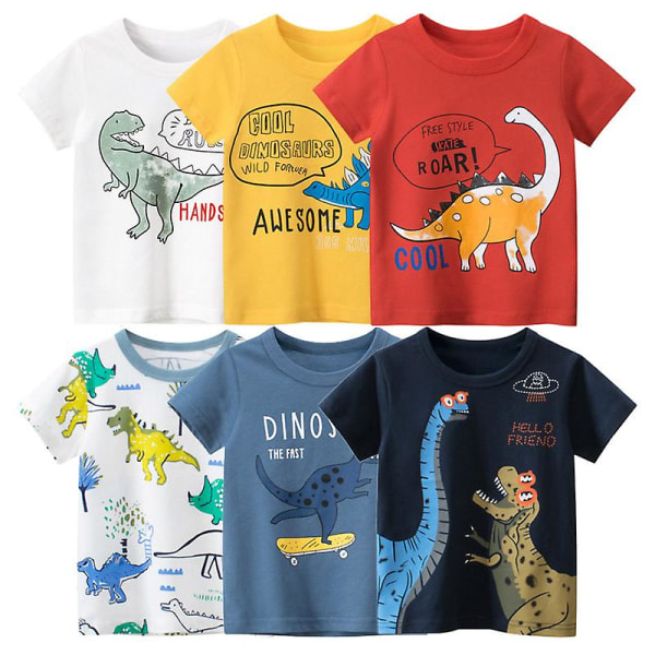 Dinosaur T-shirt för pojkar 2023 Ny sommar Cartoon Top Barnkläder Mode Barn Bomull T-shirt Kortärmad Black 2 140