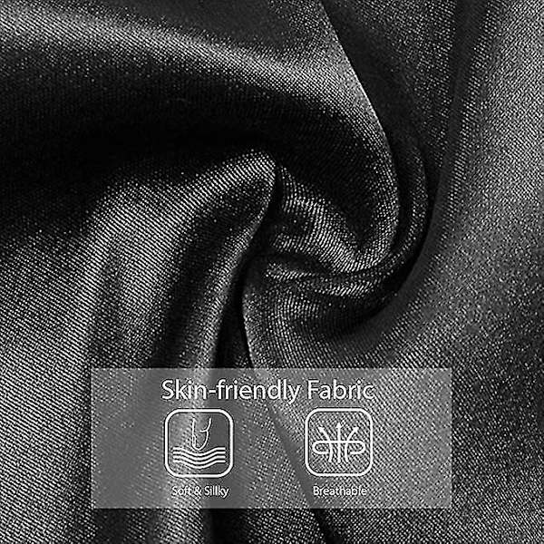 Dam Satin Nattlinnen Lång Chemise Sexig Ärmlös Sidoslits Nattklänning Spaghettiband Sovkläder Black S