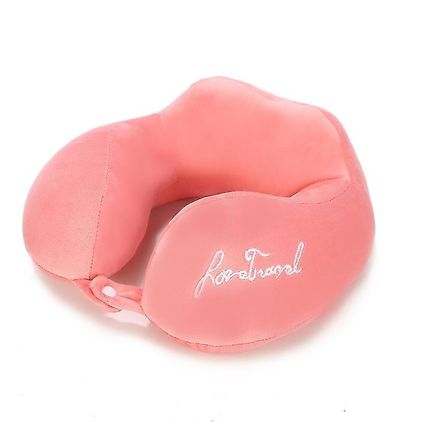 U-formet Memory Foam Nakkepude Blød Langsom Rebound Space Sengelinned Rejsepude Watermelon pink