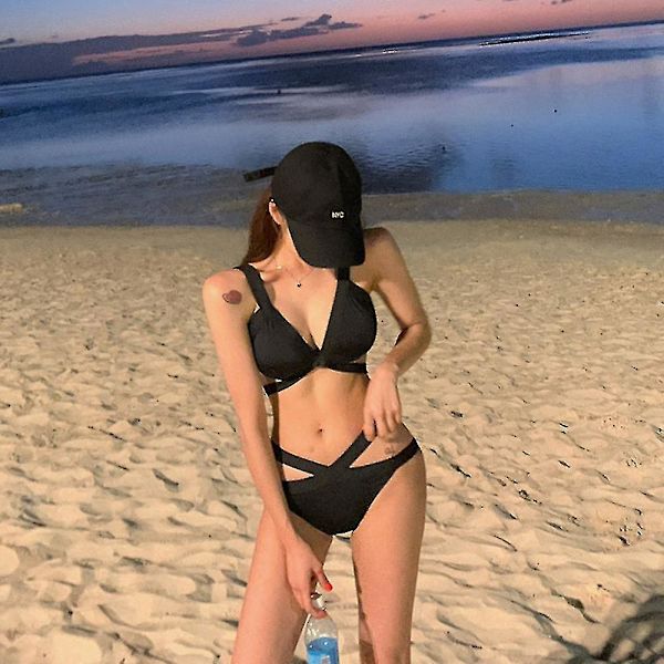 Gojoy Dame Todelt Højhalset Bikini Sæt Udskåret Badedragt Kryds B Badedragt Med Bm L