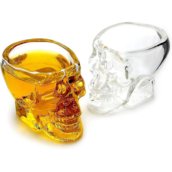 2 stk. Shotglas med kraniedesign 60 ml kapacitet 4 mm tykt glas