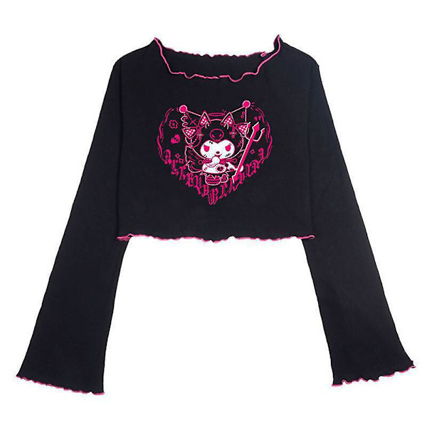 Kuromi & My Melody Anime Tryckta Crop Tops för Dam E-girls Sommar Kuromi M