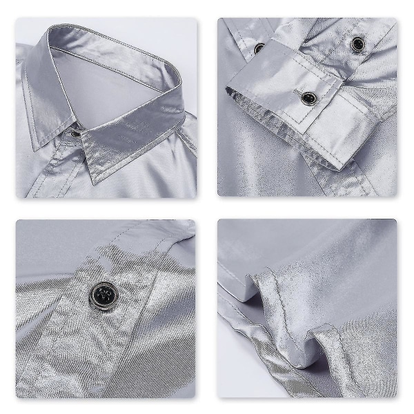 Herre Casual Mode Skinnende Langærmet Slim-fit Formel Skjorte Gray XXXL