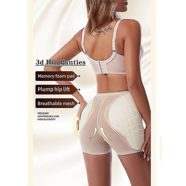 Kvinnors rumphöjare Shapewear höftkuddar förstärkare trosor Shaper Boyshort BEIGE M