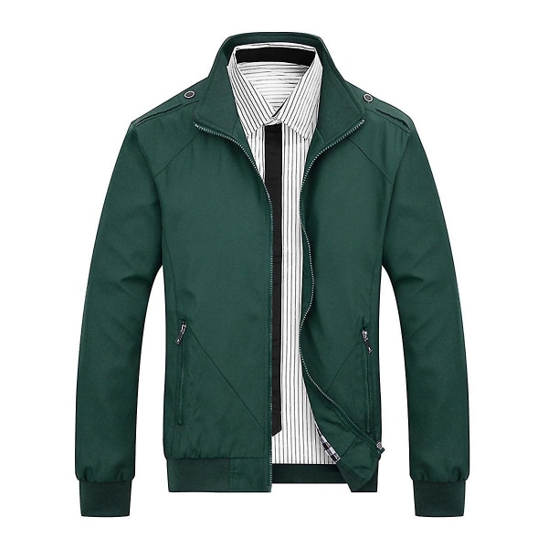 Herre Ensfarget Løs Casual Jakke Green 3XL