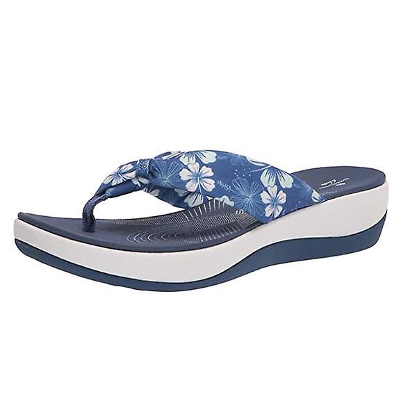 Tryckta tofflor med fotvalvsstöd Sandaler Dam Sommar Strand Flip Flop Ani halkfri sula Green 42