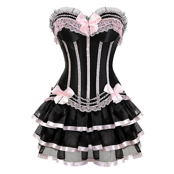 Naisten seksikkäät korsetit Overbust-korsetti ja hame setti Tutu Corselet S-6xl Pink 4XL