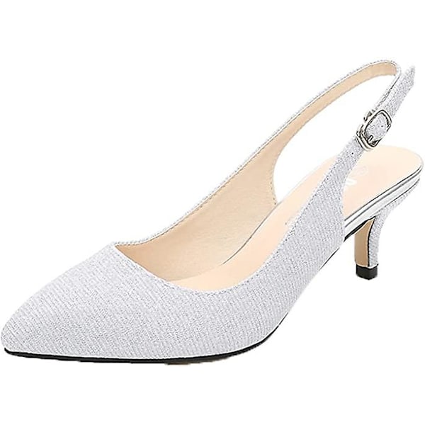 Dam Sandaler-låg Klack Spetsiga Sandaler Silver 41