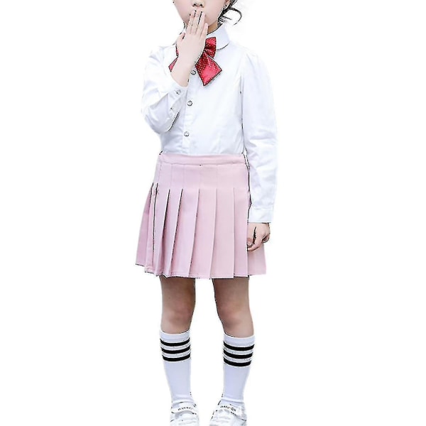 Flickor med hög midja, plisserad dragkedja i tennisstil Skater-minikjol (barn) Pink 120cm  5-6 Years