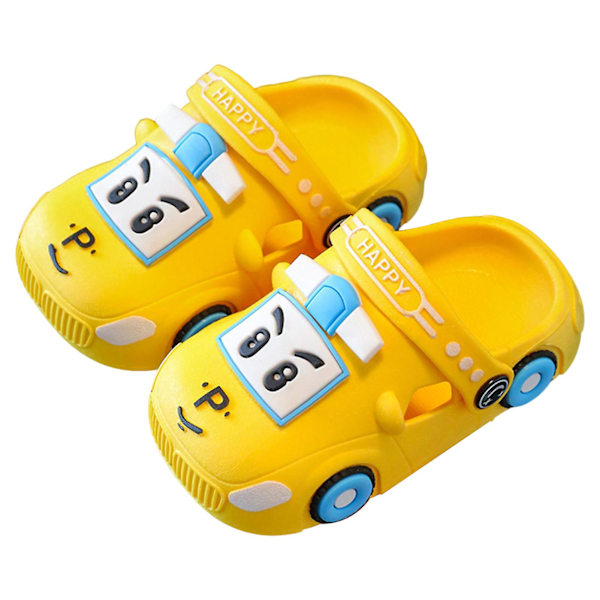 Barns Tecknade Bilsandaler Halkfria och Kollisionssäkra Sandaler Perfekta För Strand Pool Resor Yellow 19-20 inner Length 13.5