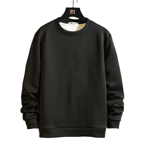 Løs Crewneck Sweatshirt til Mænd Blød Basis Pullover Sweatshirt Til Kontorarbejde Sportstøj Hjemme Black XL