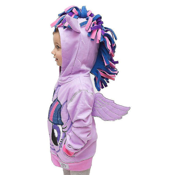 Mike Barn Hoodie med dragkedja och vingar för flickor och pojkar, My Little Pony Rainbow Purple 3-4 Years