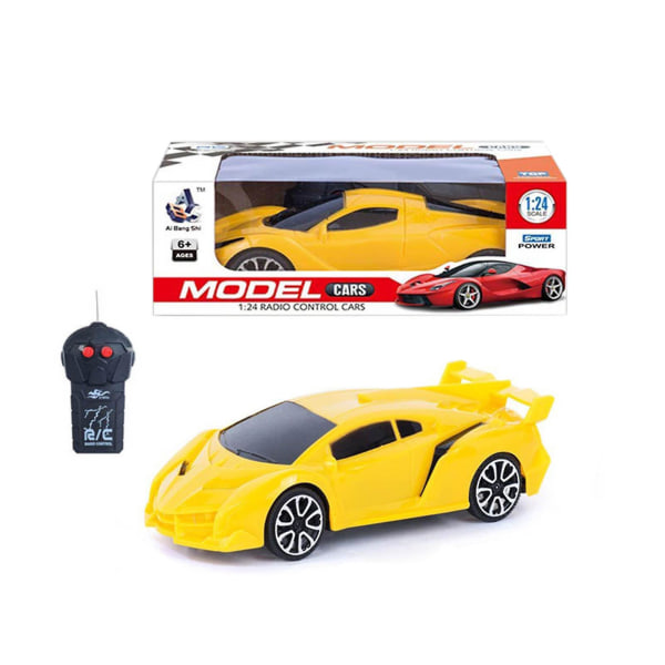 RC Racing Bil Leke for Barn, Batteridrevet Plastmodell med Fjernkontroll, Barnegave - Rød Uten Hale yellow