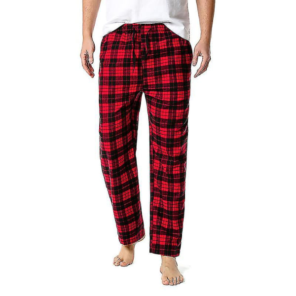 Bomullsvevde pyjamasbukser for menn, rutete lette lounge-sovebukser COLOR 5 S