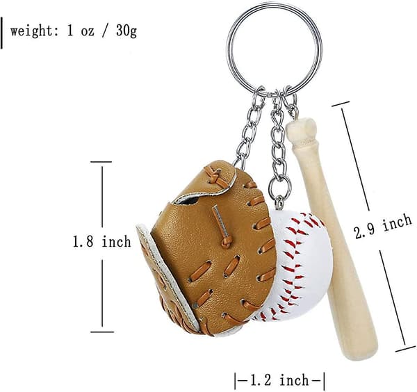Baseball Nøglering Til Drenge Læder Til Mænd Inklusive Hat Og Bat, Træner Gave style 2