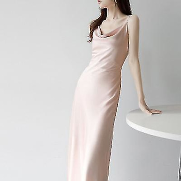 Sexy Slip Maxi Sommerkjoler for Kvinner Hvit Elegant Kveld Bryllupsgjest Lang Festkjole Spaghettistropp Ryggløs Kjole pink L