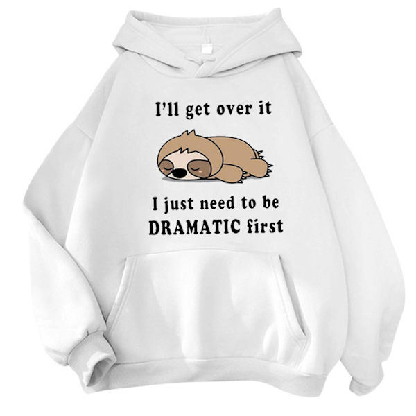 Modetrykt Pullover Hættetrøje Casual Tyk Plys Varmende Top Til Kvinder Mænd Unisex S White