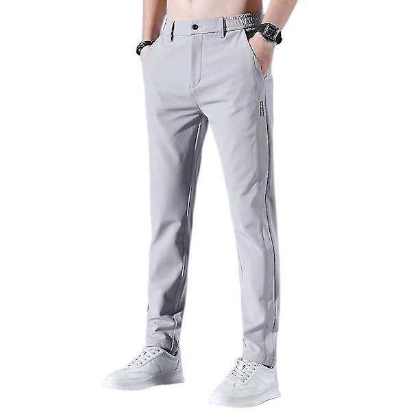 Miesten golfhousut, nopeasti kuivuvat, pitkät, mukavat vapaa-ajan housut taskuilla Light Gray 32