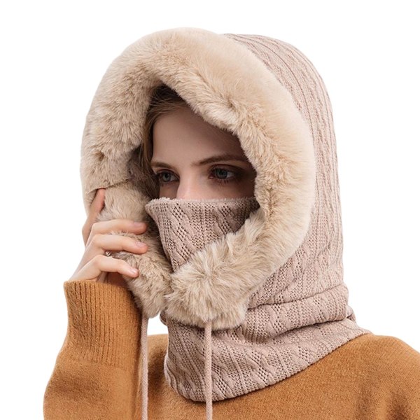 Vinter Utendørs Ridehodeplagg Kuldebestandig Skilue Varmt Skjerf Maske Ett-delt Kuldebestandig Hodeplagg Beige