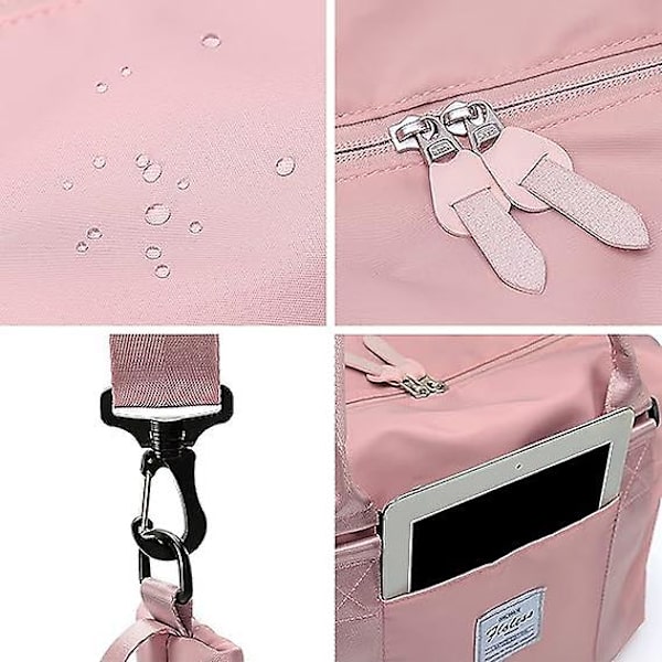 Resväska i nylon, sportväska, gymväska, axelväska för weekendresor, övernattningsväska för kvinnor Pink small