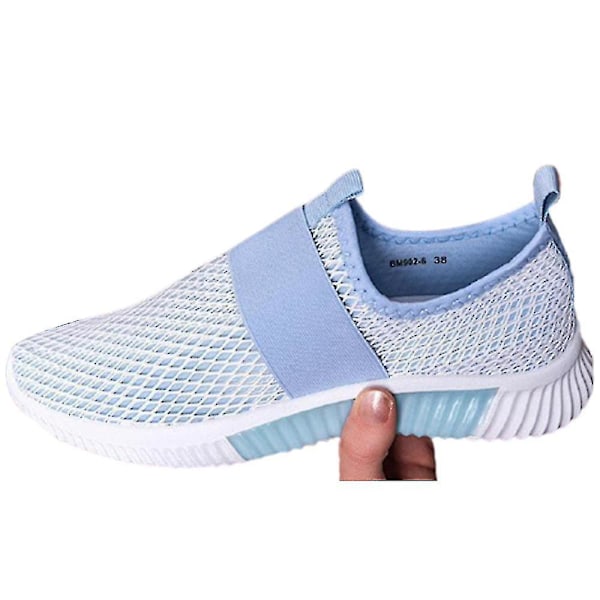 Dame Mesh Åndbare Træningssko Gym Slip On Sneakers Sports Sok Sko Light Blue EU 41